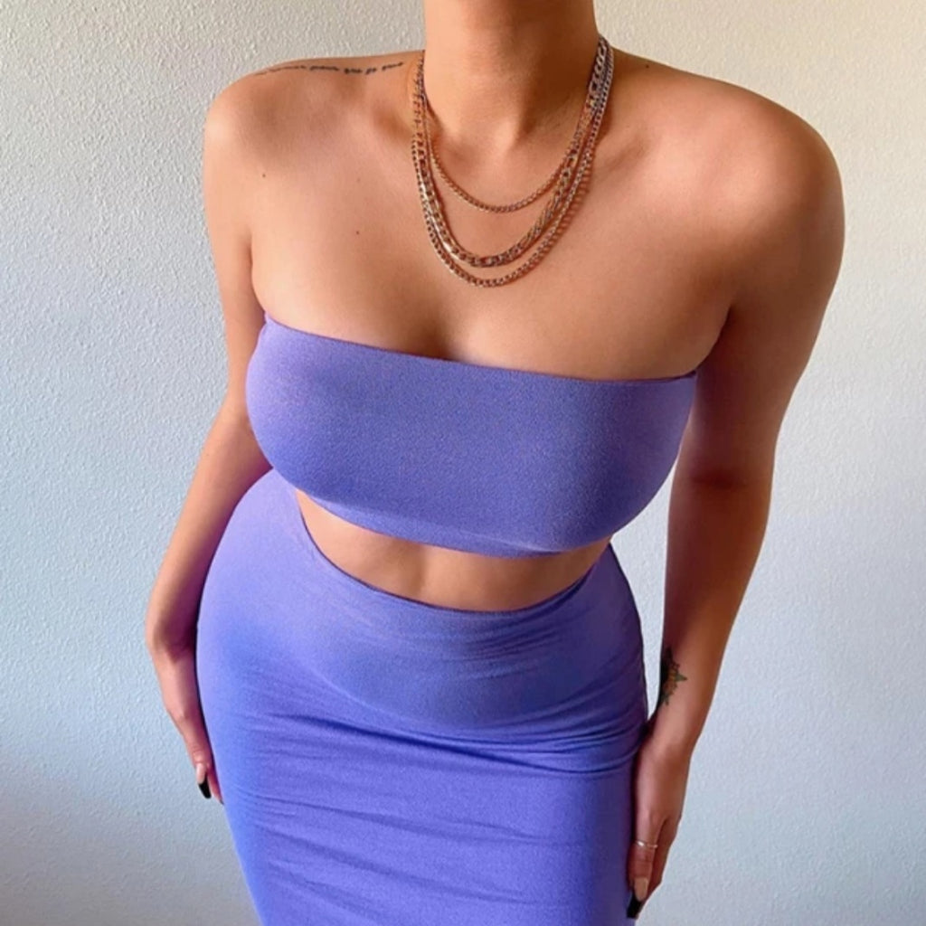 2 Piece Tube Top Skirt Set